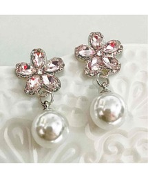 【88eighty-eight】ピンクビジューフラワーパールピアス【import】(MA)