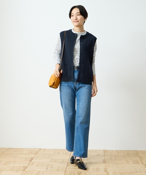 DECOY SINCE 1981（デコイシンスイチキュウハチイチ）の「ストレッチデニムストレートパンツ【ウエストゴム】（その他パンツ・レディース・ブルー/ネイビー・64/70/67）」の4枚目の写真