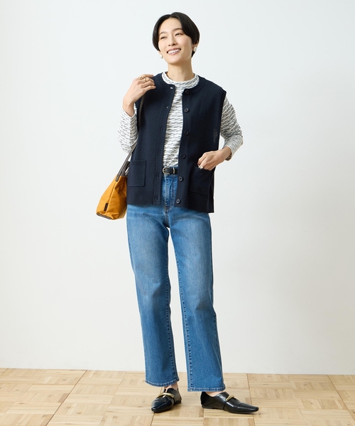 DECOY SINCE 1981（デコイシンスイチキュウハチイチ）の「ストレッチデニムストレートパンツ【ウエストゴム】（その他パンツ・レディース・ブルー/ネイビー・64/70/67）」の3枚目の写真