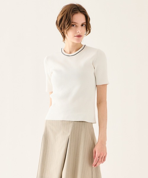 ESTNATION(エストネーション)の「ESTNATION / チェーンネックリブニット(Tシャツ/カットソー・レディース・ブラック系その他/オフホワイト/カーキ/ブラック・FREE)」の2枚目の写真