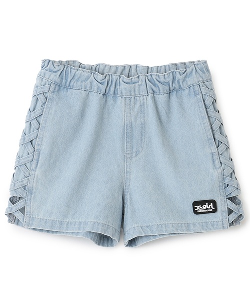 X-girl Stages（エックスガールステージス）の「サイドレースアップ デニムショートパンツ（その他パンツ・キッズ・ライトブルー/ブラック・120cm/100cm/110cm/140cm/130cm）」の7枚目の写真