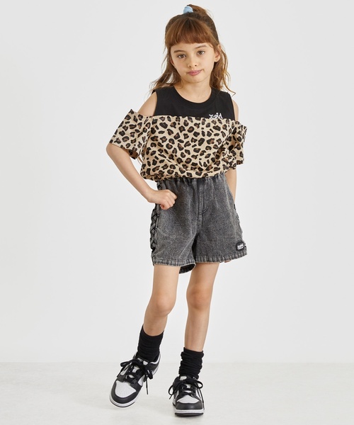 X-girl Stages（エックスガールステージス）の「サイドレースアップ デニムショートパンツ（その他パンツ・キッズ・ライトブルー/ブラック・120cm/100cm/110cm/140cm/130cm）」の5枚目の写真