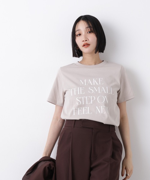 NANO universe（ナノユニバース）の「接触冷感&紫外線防止機能 ロゴプリントTシャツ（Tシャツ/カットソー・レディース・ホワイト/グレー系その他4/ベージュ/チャコール/ブラウン・FREE）」の15枚目の写真