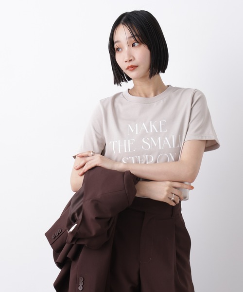 NANO universe（ナノユニバース）の「接触冷感&紫外線防止機能 ロゴプリントTシャツ（Tシャツ/カットソー・レディース・ホワイト/グレー系その他4/ベージュ/チャコール/ブラウン・FREE）」の16枚目の写真