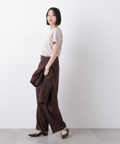 NANO universe（ナノユニバース）の「接触冷感&紫外線防止機能 ロゴプリントTシャツ（Tシャツ/カットソー・レディース・ホワイト/グレー系その他4/ベージュ/チャコール/ブラウン・FREE）」の18枚目の写真