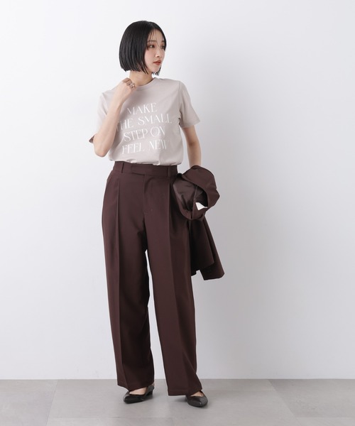 NANO universe（ナノユニバース）の「接触冷感&紫外線防止機能 ロゴプリントTシャツ（Tシャツ/カットソー・レディース・ホワイト/グレー系その他4/ベージュ/チャコール/ブラウン・FREE）」の19枚目の写真