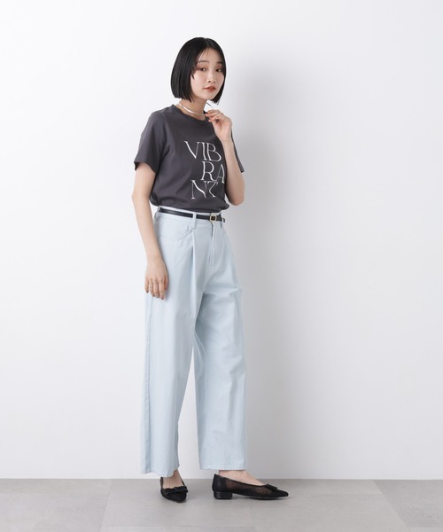 NANO universe（ナノユニバース）の「接触冷感&紫外線防止機能 ロゴプリントTシャツ（Tシャツ/カットソー・レディース・ホワイト/グレー系その他4/ベージュ/チャコール/ブラウン・FREE）」の13枚目の写真