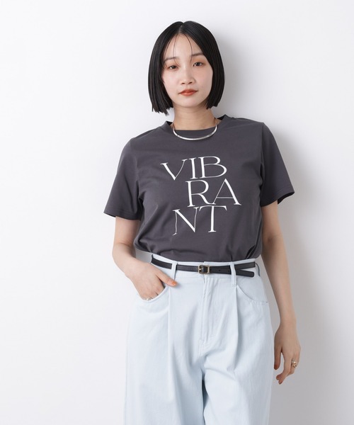 NANO universe（ナノユニバース）の「接触冷感&紫外線防止機能 ロゴプリントTシャツ（Tシャツ/カットソー・レディース・ホワイト/グレー系その他4/ベージュ/チャコール/ブラウン・FREE）」の7枚目の写真