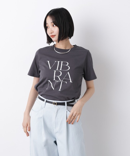 NANO universe（ナノユニバース）の「接触冷感&紫外線防止機能 ロゴプリントTシャツ（Tシャツ/カットソー・レディース・ホワイト/グレー系その他4/ベージュ/チャコール/ブラウン・FREE）」の8枚目の写真