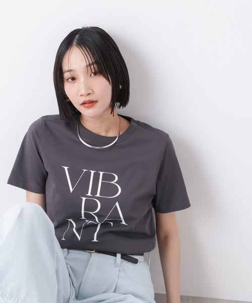 NANO universe（ナノユニバース）の「接触冷感&紫外線防止機能 ロゴプリントTシャツ（Tシャツ/カットソー・レディース・ホワイト/グレー系その他4/ベージュ/チャコール/ブラウン・FREE）」の6枚目の写真