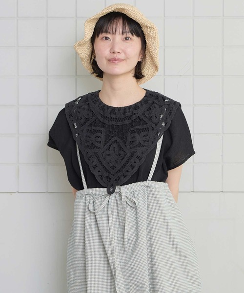 l'atelier du savon（アトリエドサボン）の「花とリボンのバテンレース　フレンチブラウス（シャツ/ブラウス・レディース・ブラック/ホワイト・FREE）」の22枚目の写真