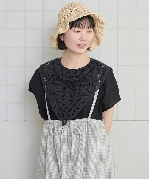 l'atelier du savon（アトリエドサボン）の「花とリボンのバテンレース　フレンチブラウス（シャツ/ブラウス・レディース・ブラック/ホワイト・FREE）」の21枚目の写真