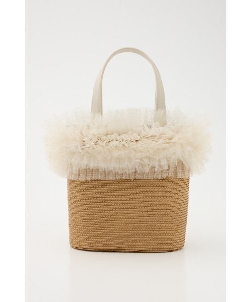 rienda（リエンダ）の「チュールコンビハンドバッグ 春服（ハンドバッグ・レディース・ブラック/ベージュ・FREE）」の3枚目の写真