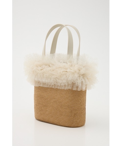 rienda（リエンダ）の「チュールコンビハンドバッグ 春服（ハンドバッグ・レディース・ブラック/ベージュ・FREE）」の4枚目の写真