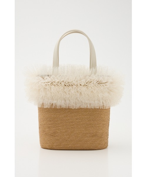 rienda（リエンダ）の「チュールコンビハンドバッグ 春服（ハンドバッグ・レディース・ブラック/ベージュ・FREE）」の6枚目の写真