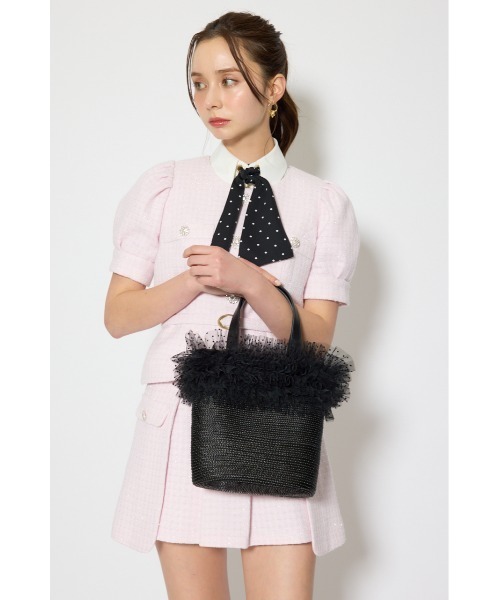 rienda（リエンダ）の「チュールコンビハンドバッグ 春服（ハンドバッグ・レディース・ブラック/ベージュ・FREE）」の12枚目の写真