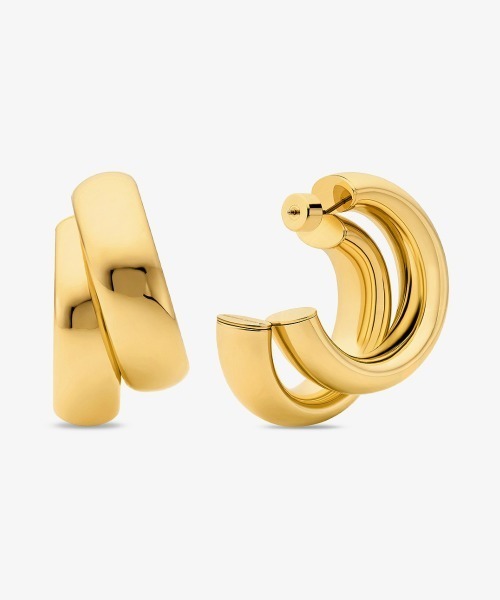 MICHAEL KORS（マイケルコース）の「プレシャスメタル プレーティング ブラス ダブル フープピアス ラージ（ピアス（両耳用）・レディース・ゴールド・FREE）」の3枚目の写真