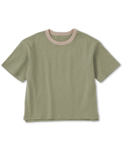 無印良品（ムジルシリョウヒン）の「キッズ 太番手クルーネック五分袖Ｔシャツ（Tシャツ/カットソー・キッズ・キナリ/カーキ系/ブラウン/レッド系/ライトオレンジ系/ライトオレンジ系1/ライトグリーン系/ネイビー系/チャコールグレー・110/120/130/140/150）」の4枚目の写真