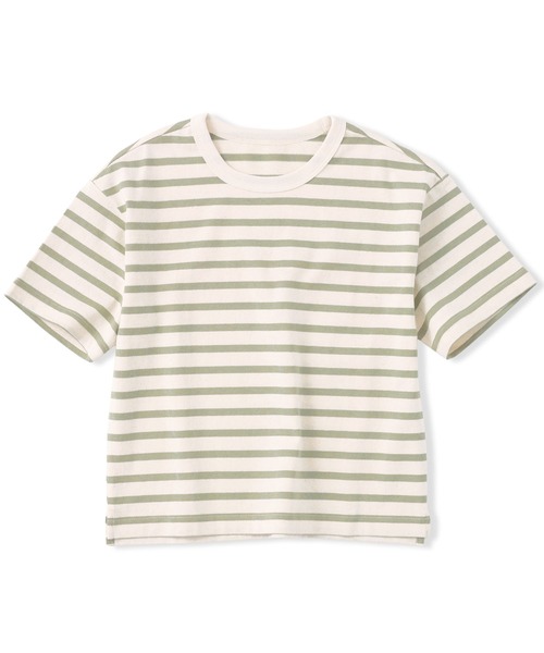 無印良品（ムジルシリョウヒン）の「キッズ 太番手クルーネック五分袖Ｔシャツ（Tシャツ/カットソー・キッズ・キナリ/カーキ系/ブラウン/レッド系/ライトオレンジ系/ライトオレンジ系1/ライトグリーン系/ネイビー系/チャコールグレー・110/120/130/140/150）」の5枚目の写真