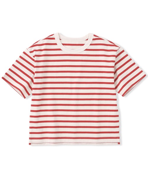 無印良品（ムジルシリョウヒン）の「キッズ 太番手クルーネック五分袖Ｔシャツ（Tシャツ/カットソー・キッズ・キナリ/カーキ系/ブラウン/レッド系/ライトオレンジ系/ライトオレンジ系1/ライトグリーン系/ネイビー系/チャコールグレー・110/120/130/140/150）」の7枚目の写真