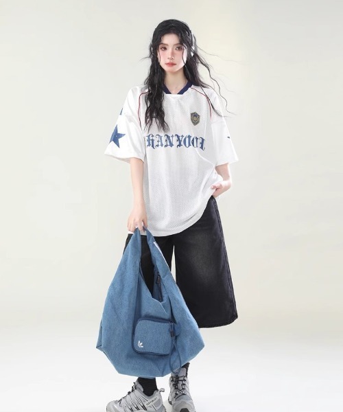 Ritzy（リッツィー）の「メッシュ オーバーサイズ T シャツ（Tシャツ/カットソー・レディース・ブラック/ホワイト・M/L）」の3枚目の写真
