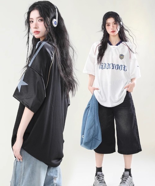 Ritzy（リッツィー）の「メッシュ オーバーサイズ T シャツ（Tシャツ/カットソー・レディース・ブラック/ホワイト・M/L）」の5枚目の写真