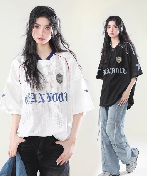 Ritzy（リッツィー）の「メッシュ オーバーサイズ T シャツ（Tシャツ/カットソー・レディース・ブラック/ホワイト・M/L）」の6枚目の写真