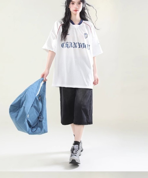 Ritzy（リッツィー）の「メッシュ オーバーサイズ T シャツ（Tシャツ/カットソー・レディース・ブラック/ホワイト・M/L）」の7枚目の写真