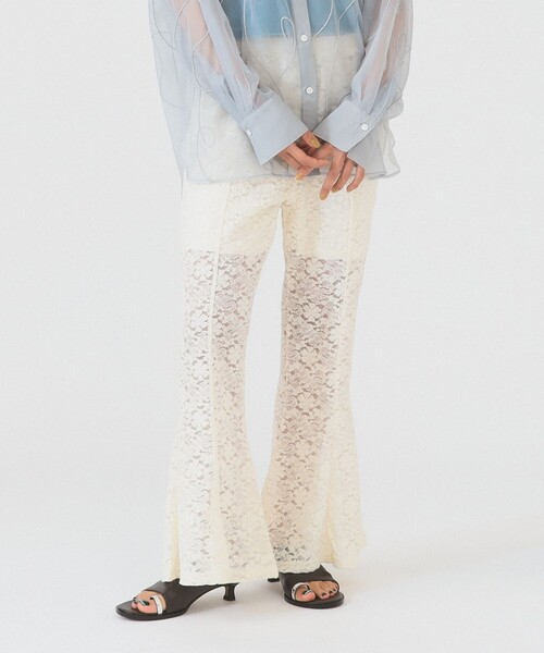 Ray BEAMS(レイビームス)の「レース シアー フレア パンツ(その他パンツ・レディース・ブラック/ホワイト・ONE SIZE)」の1枚目の写真