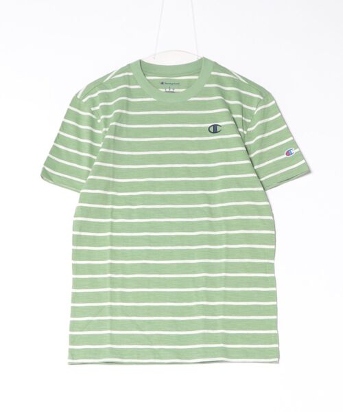Champion(チャンピオン)の「【Champion】半袖ボーダーTシャツ T74695-407D55(Tシャツ/カットソー・メンズ・ブルー系/ホワイト×レッド/ブラック×ホワイト/オリーブ系・M/S/XL/L)」の3枚目の写真