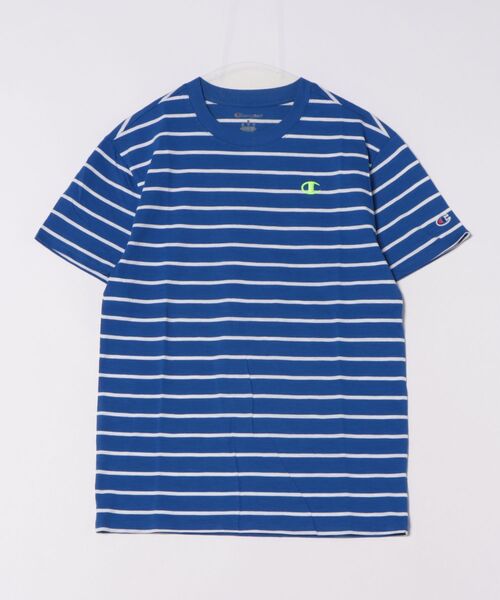 Champion(チャンピオン)の「【Champion】半袖ボーダーTシャツ T74695-407D55(Tシャツ/カットソー・メンズ・ブルー系/ホワイト×レッド/ブラック×ホワイト/オリーブ系・M/S/XL/L)」の4枚目の写真