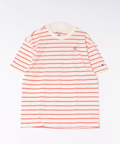 Champion(チャンピオン)の「【Champion】半袖ボーダーTシャツ T74695-407D55(Tシャツ/カットソー・メンズ・ブルー系/ホワイト×レッド/ブラック×ホワイト/オリーブ系・M/S/XL/L)」の2枚目の写真