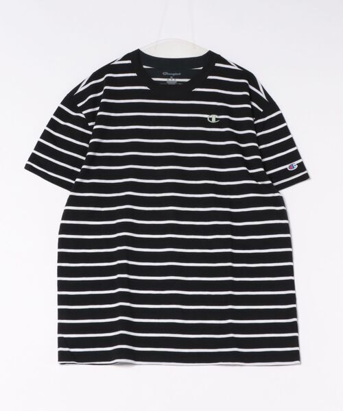 Champion(チャンピオン)の「【Champion】半袖ボーダーTシャツ T74695-407D55(Tシャツ/カットソー・メンズ・ブルー系/ホワイト×レッド/ブラック×ホワイト/オリーブ系・M/S/XL/L)」の1枚目の写真
