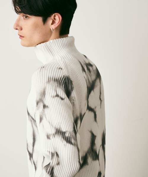 Shoowtime(ショウタイム)の「Marble Pattern Knit Top / マーブルパターンニットトップス(ニット/セーター・メンズ・ホワイト系/ブラック系・X-LARGE/LARGE/MEDIUM)」の2枚目の写真