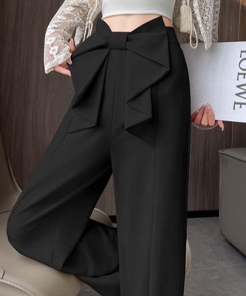 deux amour(ドゥーザムール)の「センターリボンワイドパンツ(その他パンツ・レディース・グレー/アイボリー/ブラック・FREE)」の1枚目の写真