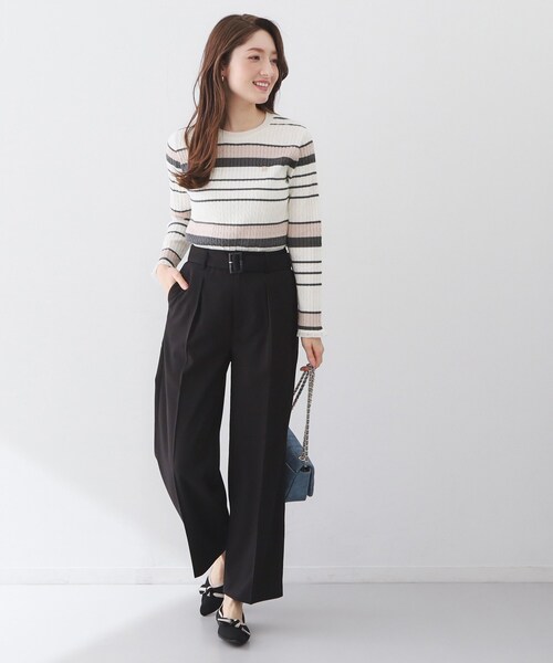 index（インデックス）の「ランダムボーダーケーブルニット【洗濯機OK/坑ピル】（ニット/セーター・レディース・ホワイト系5/ライトイエロー系3/ネイビー系2・38/40/36/42）」の22枚目の写真