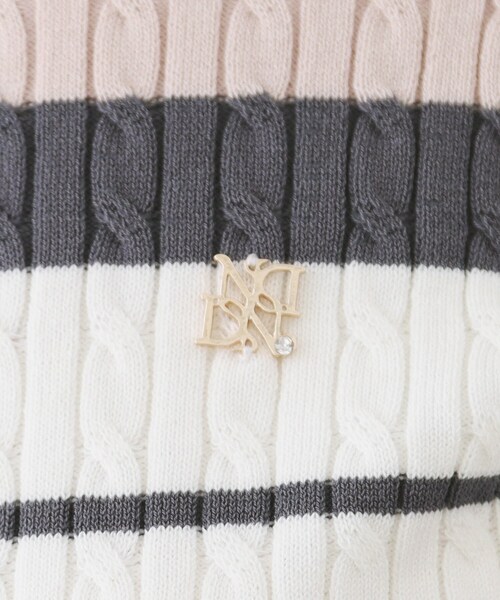 index（インデックス）の「ランダムボーダーケーブルニット【洗濯機OK/坑ピル】（ニット/セーター・レディース・ホワイト系5/ライトイエロー系3/ネイビー系2・38/40/36/42）」の20枚目の写真