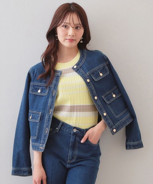 index（インデックス）の「ランダムボーダーケーブルニット【洗濯機OK/坑ピル】（ニット/セーター・レディース・ホワイト系5/ライトイエロー系3/ネイビー系2・38/40/36/42）」の19枚目の写真