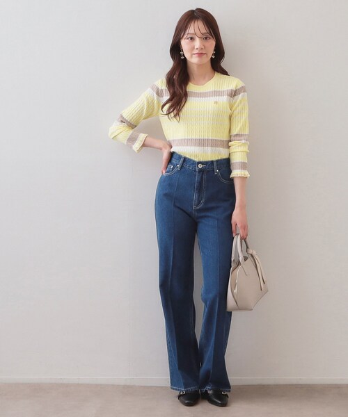 index（インデックス）の「ランダムボーダーケーブルニット【洗濯機OK/坑ピル】（ニット/セーター・レディース・ホワイト系5/ライトイエロー系3/ネイビー系2・38/40/36/42）」の18枚目の写真