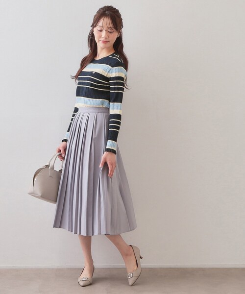 index（インデックス）の「ランダムボーダーケーブルニット【洗濯機OK/坑ピル】（ニット/セーター・レディース・ホワイト系5/ライトイエロー系3/ネイビー系2・38/40/36/42）」の13枚目の写真