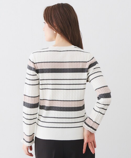 index（インデックス）の「ランダムボーダーケーブルニット【洗濯機OK/坑ピル】（ニット/セーター・レディース・ホワイト系5/ライトイエロー系3/ネイビー系2・38/40/36/42）」の9枚目の写真