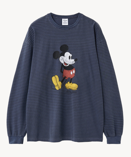 VTWO（ブイツー）の「ピグメントウォッシングストライプ_ミッキー_ロングスリーブTシャツ(BLUE)（Tシャツ/カットソー・レディース・その他・MEDIUM/LARGE）」の2枚目の写真