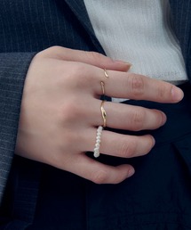 GOLDY | 3PCS フレッシュ ウォーター パール メタル セット リング(リング)