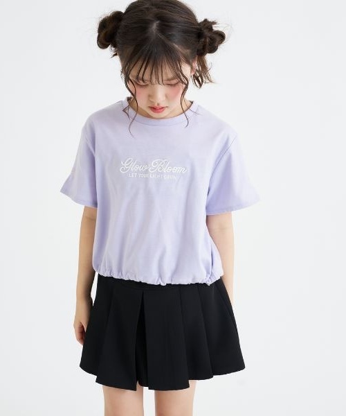 PINK-latte(ピンクラテ)の「裾ドロストりぼんタック半袖Tシャツ(Tシャツ/カットソー・キッズ・サックスブルー/ラベンダー/チャコール/オフホワイト・160cm/150cm/120cm/140cm/130cm)」の4枚目の写真