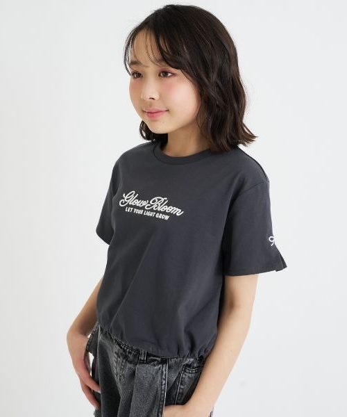 PINK-latte(ピンクラテ)の「裾ドロストりぼんタック半袖Tシャツ(Tシャツ/カットソー・キッズ・サックスブルー/ラベンダー/チャコール/オフホワイト・160cm/150cm/120cm/140cm/130cm)」の2枚目の写真