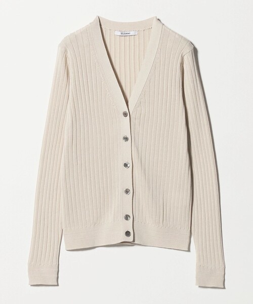 SLOANE（スローン）の「【別注】＜SLOANE＞リブ Vネック カーディガン（カーディガン/ボレロ・レディース・ネイビー/ベージュ・1）」の2枚目の写真