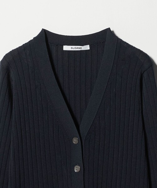 SLOANE（スローン）の「【別注】＜SLOANE＞リブ Vネック カーディガン（カーディガン/ボレロ・レディース・ネイビー/ベージュ・1）」の4枚目の写真