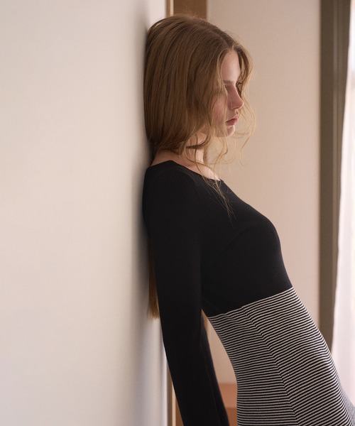MIELI INVARIANT(ミエリインヴァリアント)の「Peplum Cuffs Marin Dress(ワンピース・レディース・ホワイト系その他/ブラック系その他・FREE)」の4枚目の写真