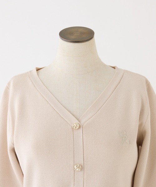 one after another NICE CLAUP（ワンアフターアナザーナイスクラップ）の「ロゴ刺繍バルーンカーディガン（ニット/セーター・レディース・ピンク/グレー/ブラック・FREE）」の9枚目の写真