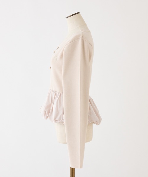 one after another NICE CLAUP（ワンアフターアナザーナイスクラップ）の「ロゴ刺繍バルーンカーディガン（ニット/セーター・レディース・ピンク/グレー/ブラック・FREE）」の7枚目の写真